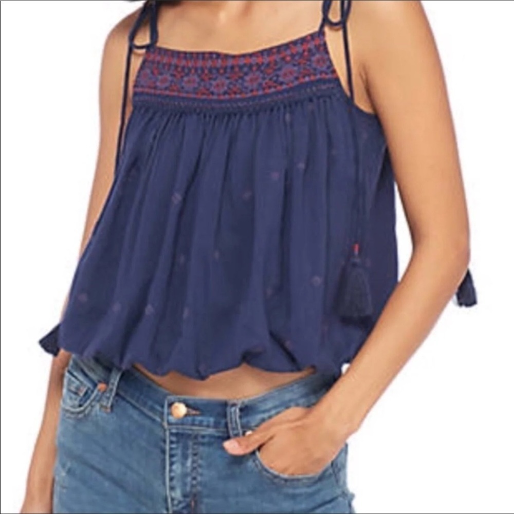 🔥 Free People Eternal love blue boho tank top Medium NWT
